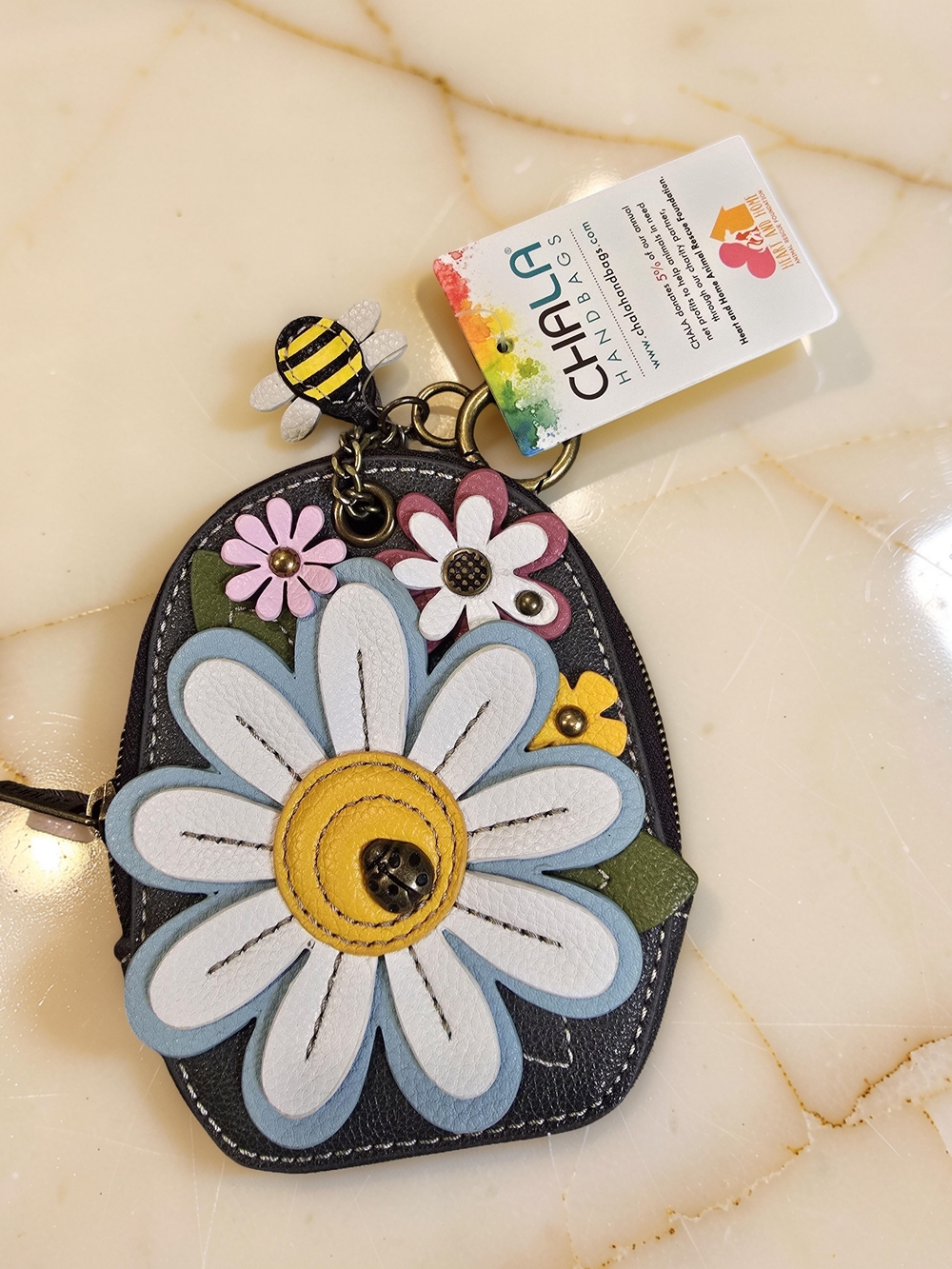 CHALA Daisy Mini Coin Purse Keychain RFID NWT